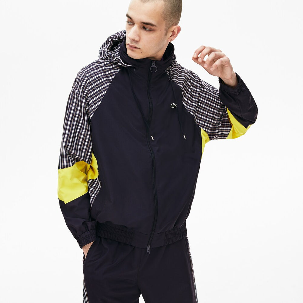 Mens Unisex LIVE Patchwork Track Jacket | Lacoste Blue / Yellow / White • 2Tf