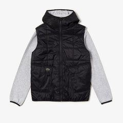 Mens   SPORT Hooded Reversible Dual-Tone Jacket | Lacoste Black / Grey Chine • Snp
