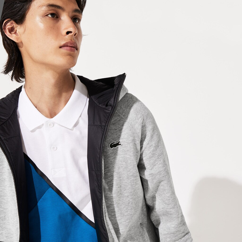 Mens   SPORT Hooded Reversible Dual-Tone Jacket | Lacoste Black / Grey Chine • Snp
