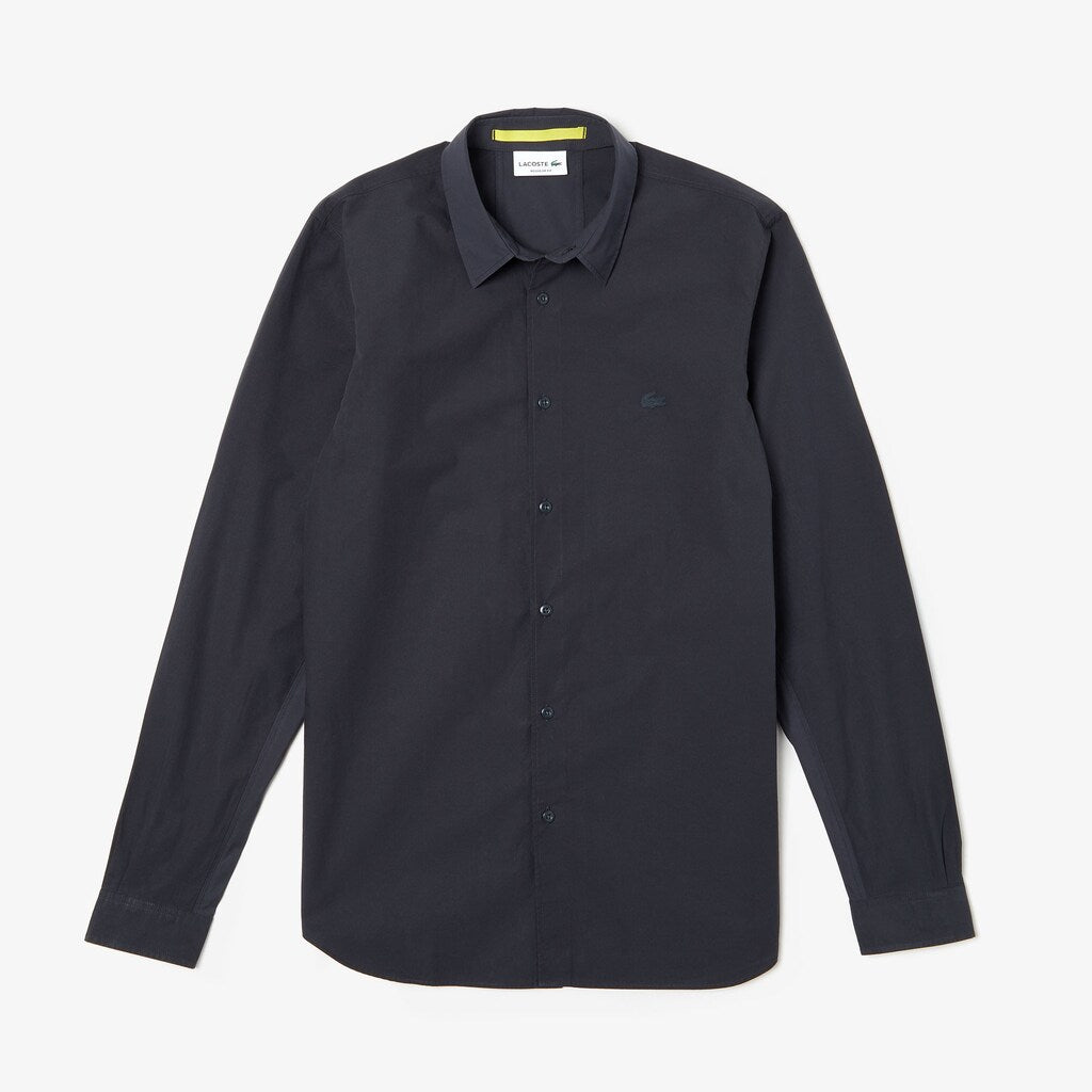 Mens   Motion Ergonomic Paneled Stretch Cotton Shirt | Lacoste Dark Grey • 2Z8