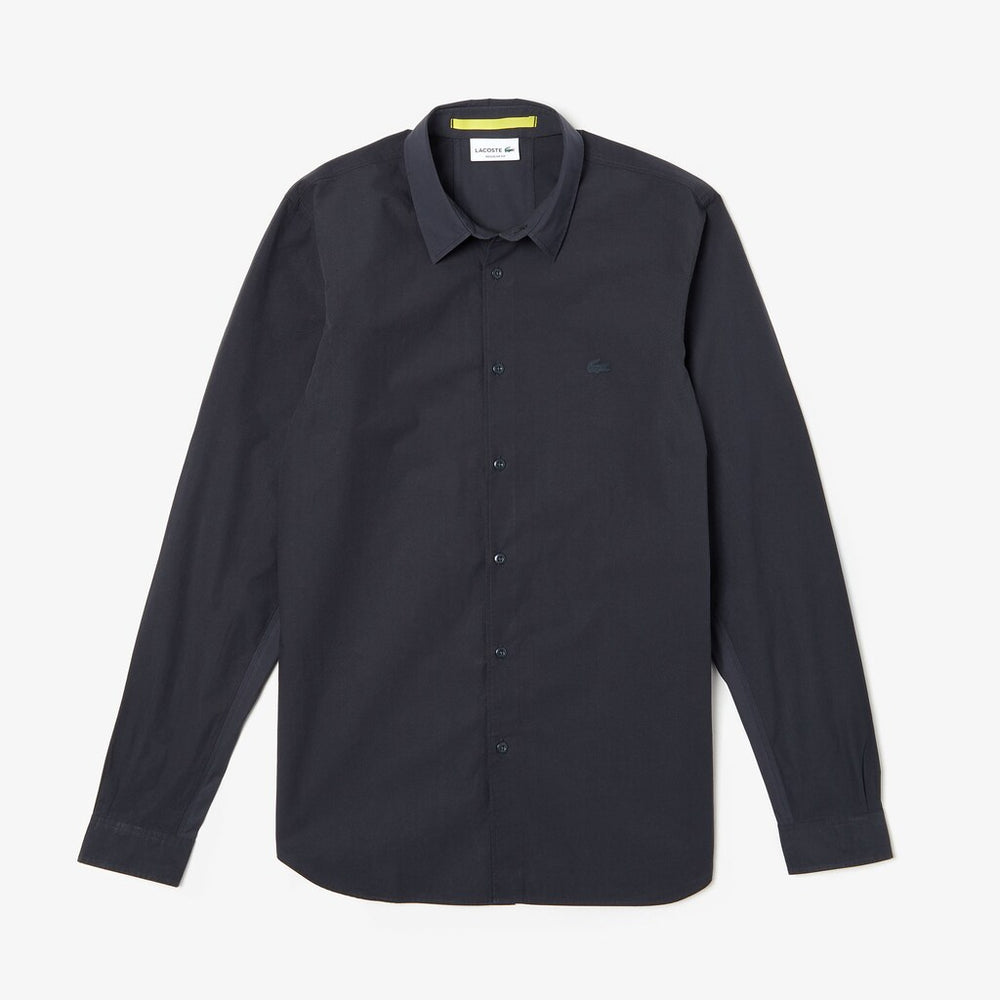 Mens   Motion Ergonomic Paneled Stretch Cotton Shirt | Lacoste Dark Grey • 2Z8
