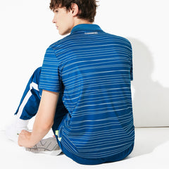 Mens   SPORT Striped Breathable Piqué Tennis Polo | Lacoste Blue / White • 2Jt