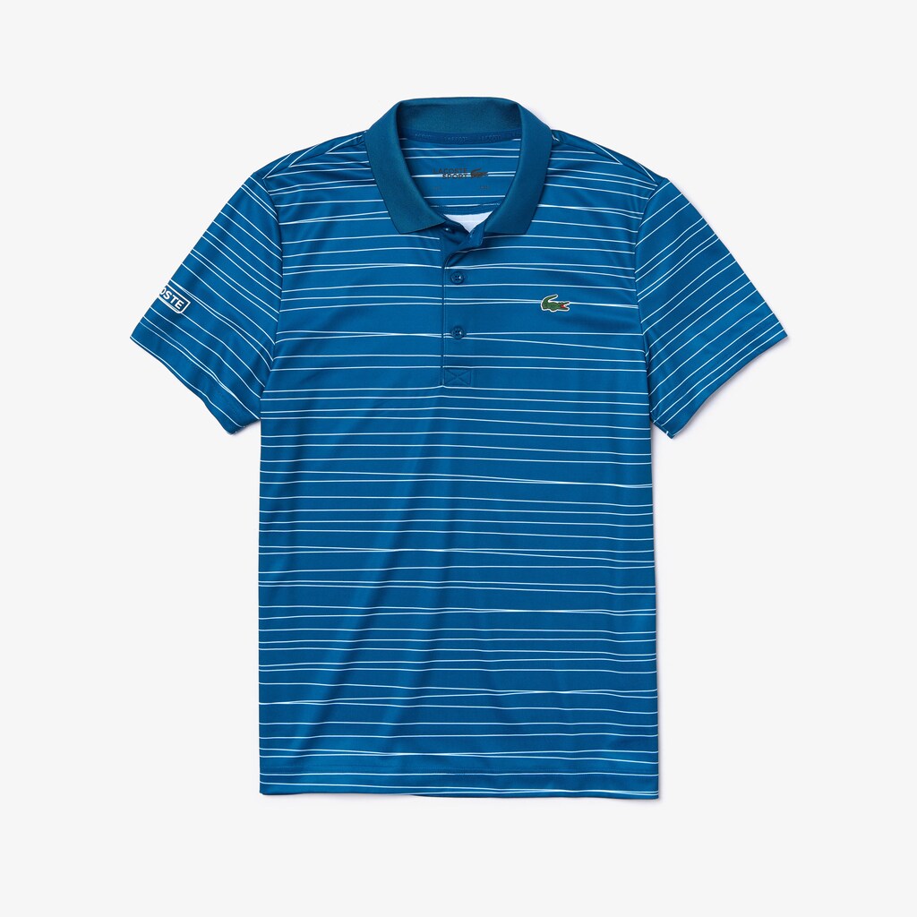 Mens   SPORT Striped Breathable Piqué Tennis Polo | Lacoste Blue / White • 2Jt