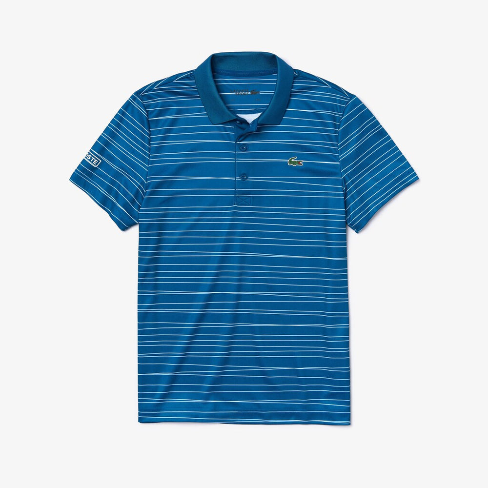 Mens   SPORT Striped Breathable Piqué Tennis Polo | Lacoste Blue / White • 2Jt