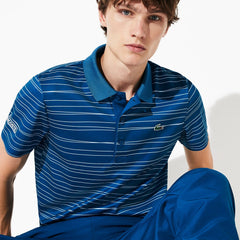 Mens   SPORT Striped Breathable Piqué Tennis Polo | Lacoste Blue / White • 2Jt
