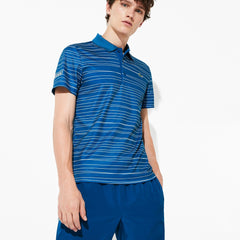 Mens   SPORT Striped Breathable Piqué Tennis Polo | Lacoste Blue / White • 2Jt