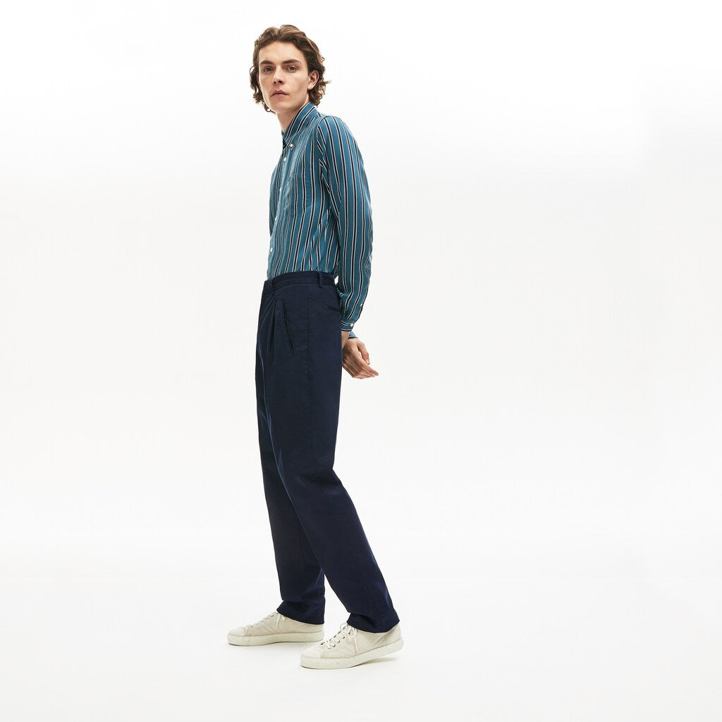 Mens   Pleat-Front Twill Chinos | Lacoste Navy Blue • Mxq