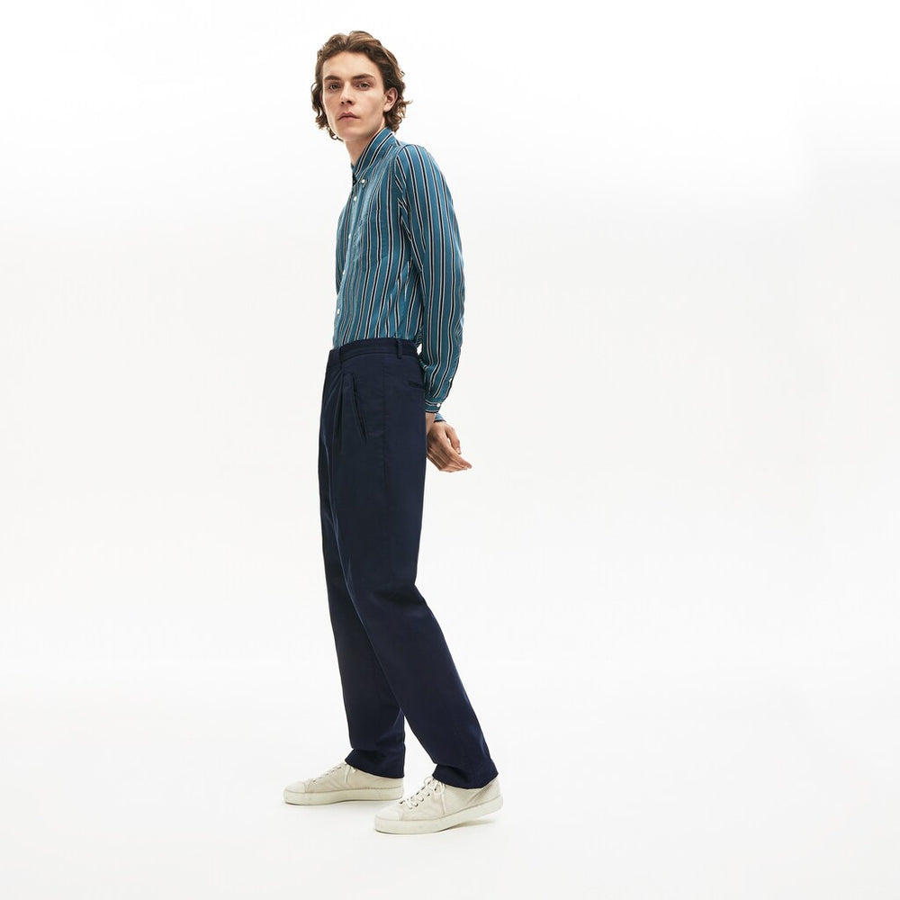 Mens   Pleat-Front Twill Chinos | Lacoste Navy Blue • Mxq