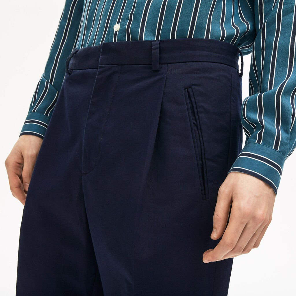 Mens   Pleat-Front Twill Chinos | Lacoste Navy Blue • Mxq