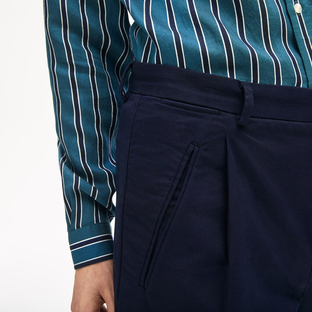 Mens   Pleat-Front Twill Chinos | Lacoste Navy Blue • Mxq