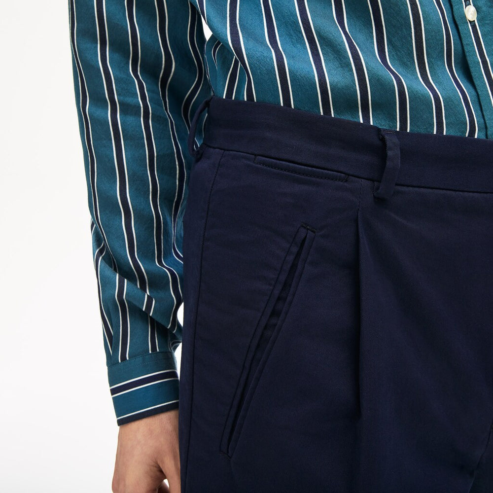 Mens   Pleat-Front Twill Chinos | Lacoste Navy Blue • Mxq