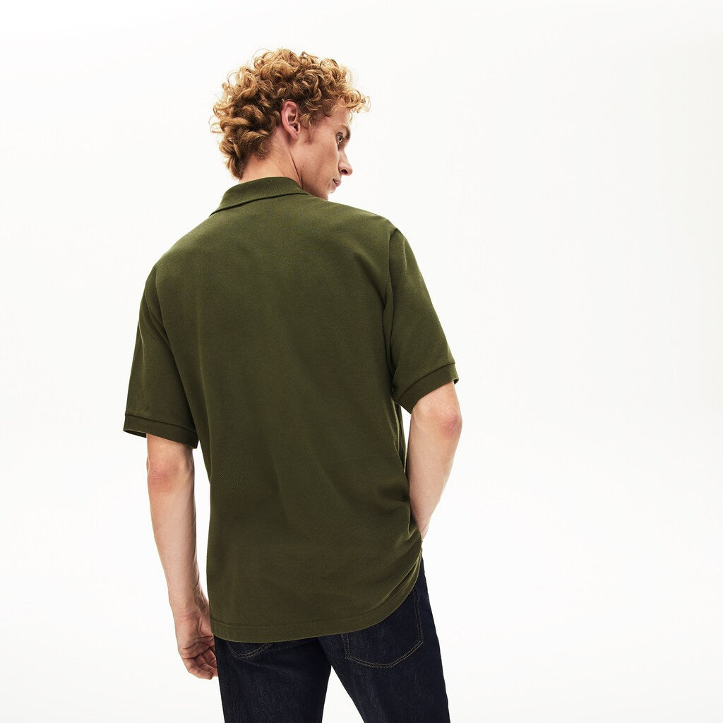 Mens   L.12.12 Off-Center Stripe Cotton Piqué Polo | Lacoste Khaki Green • S7T