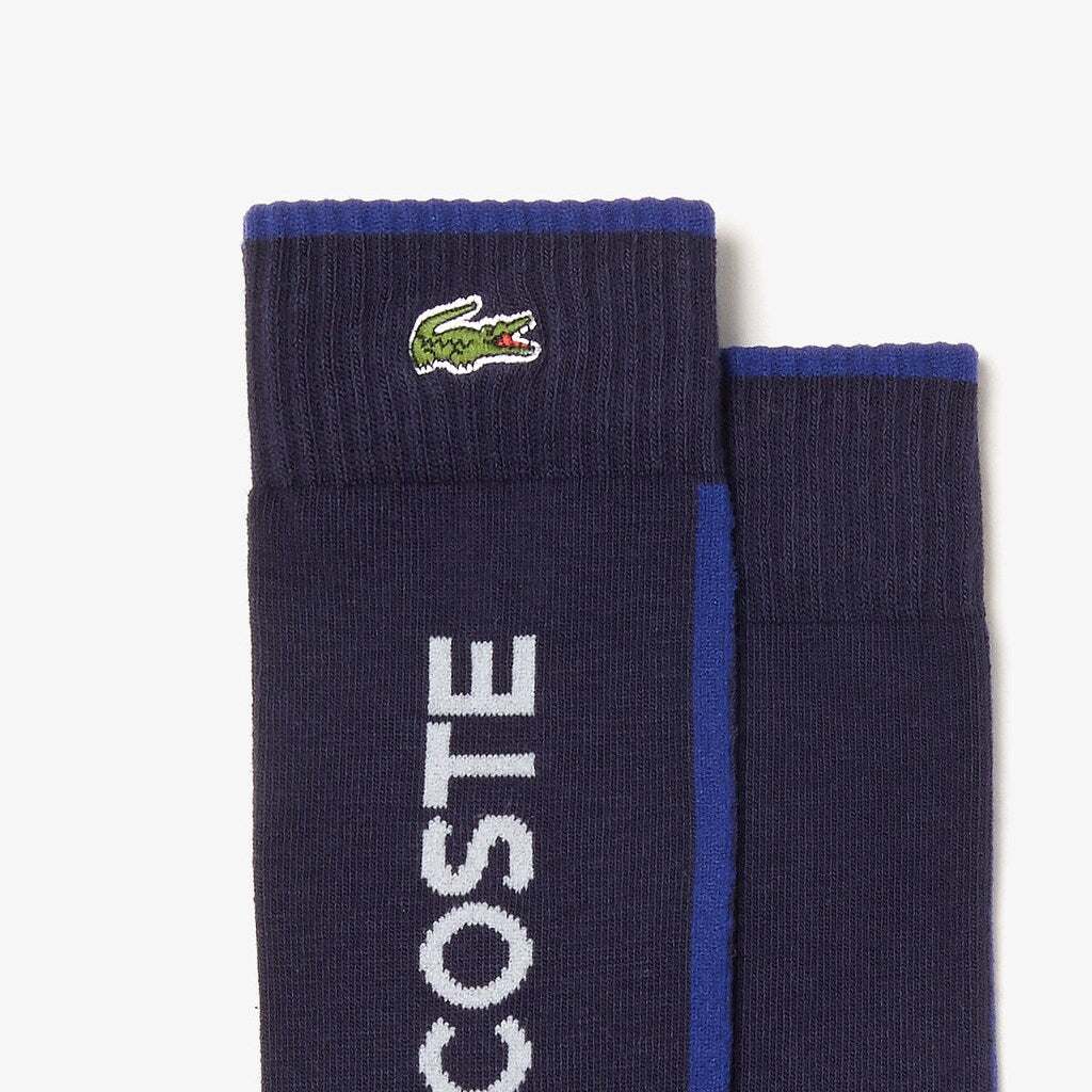 Mens   SPORT Striped And Logo Socks | Lacoste Navy Blue / Red / Grey • 1Kp