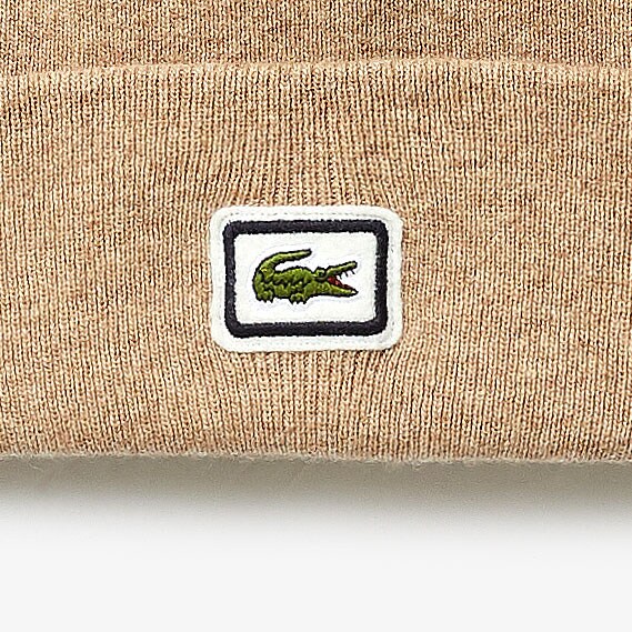 Mens   Badge Thick Wool Blend Beanie | Lacoste Beige • 02S