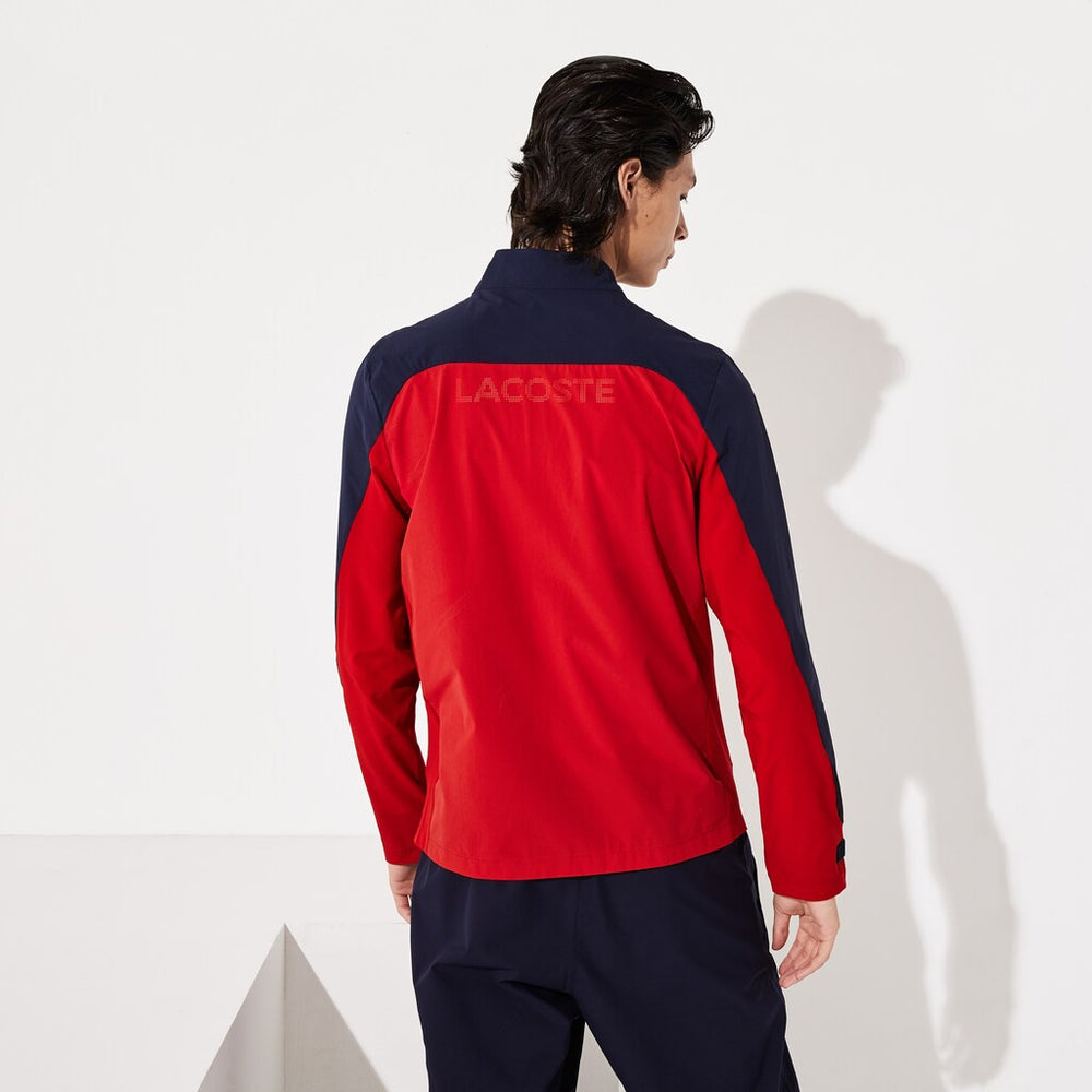 Mens   SPORT Color-Blocked Lightweight Stretch Zip Jacket | Lacoste Red / Navy Blue / Red • 40R
