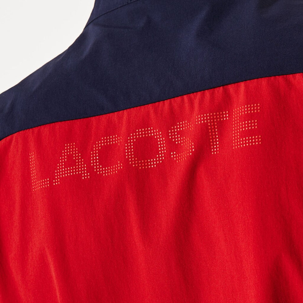 Mens   SPORT Color-Blocked Lightweight Stretch Zip Jacket | Lacoste Red / Navy Blue / Red • 40R