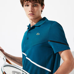 Mens   SPORT Mesh-Paneled Piqué Tennis Polo | Lacoste Blue / White / Black • 2Fc