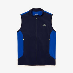 Mens   SPORT Stretch Zip Golf Rain Vest | Lacoste Navy Blue / Blue / Flashy Yellow • 4Cs