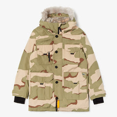 Mens Unisex Lacoste LIVE Faux Fur Hooded Parka | Lacoste Beige / White • 2Ug