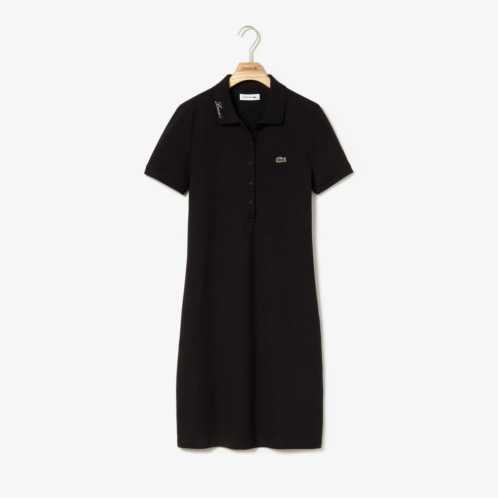 Womens Wo  Rainbow Script Collar Polo Dress | Lacoste Black • 031