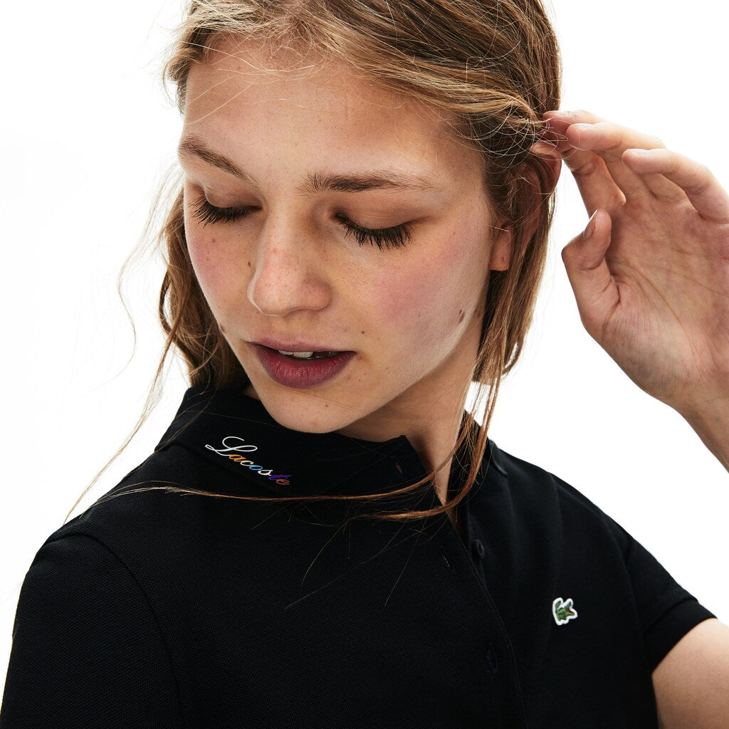 Womens Wo  Rainbow Script Collar Polo Dress | Lacoste Black • 031