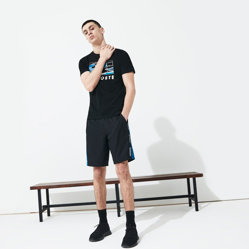 Mens   SPORT Logo Two-Tone Shorts | Lacoste Black / Blue / White • 3Sp