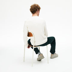 Mens   Crewneck Texturized Cotton Sweater | Lacoste White • 70V