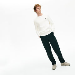 Mens   Crewneck Texturized Cotton Sweater | Lacoste White • 70V