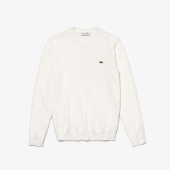Mens   Crewneck Texturized Cotton Sweater | Lacoste White • 70V