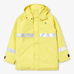 Mens Unisex LIVE Reflective-Stripe Canvas Parka | Lacoste Yellow • J5D