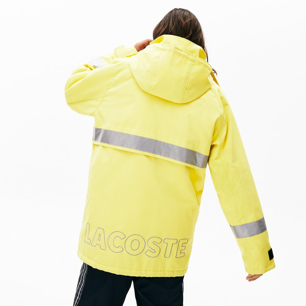 Mens Unisex LIVE Reflective-Stripe Canvas Parka | Lacoste Yellow • J5D