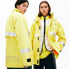 Mens Unisex LIVE Reflective-Stripe Canvas Parka | Lacoste Yellow • J5D