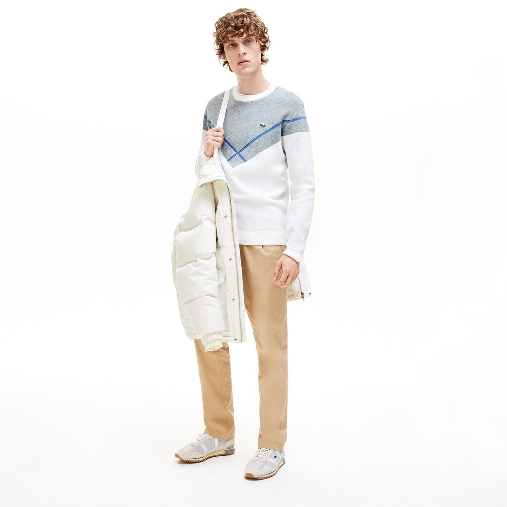 Mens   Detachable Hood Water-Resistant Quilted Jacket | Lacoste White • 70V