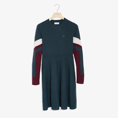 Womens Wo  Color Block Stripe Polo Dress | Lacoste Green / Bordeaux / Light Pink • 0T2