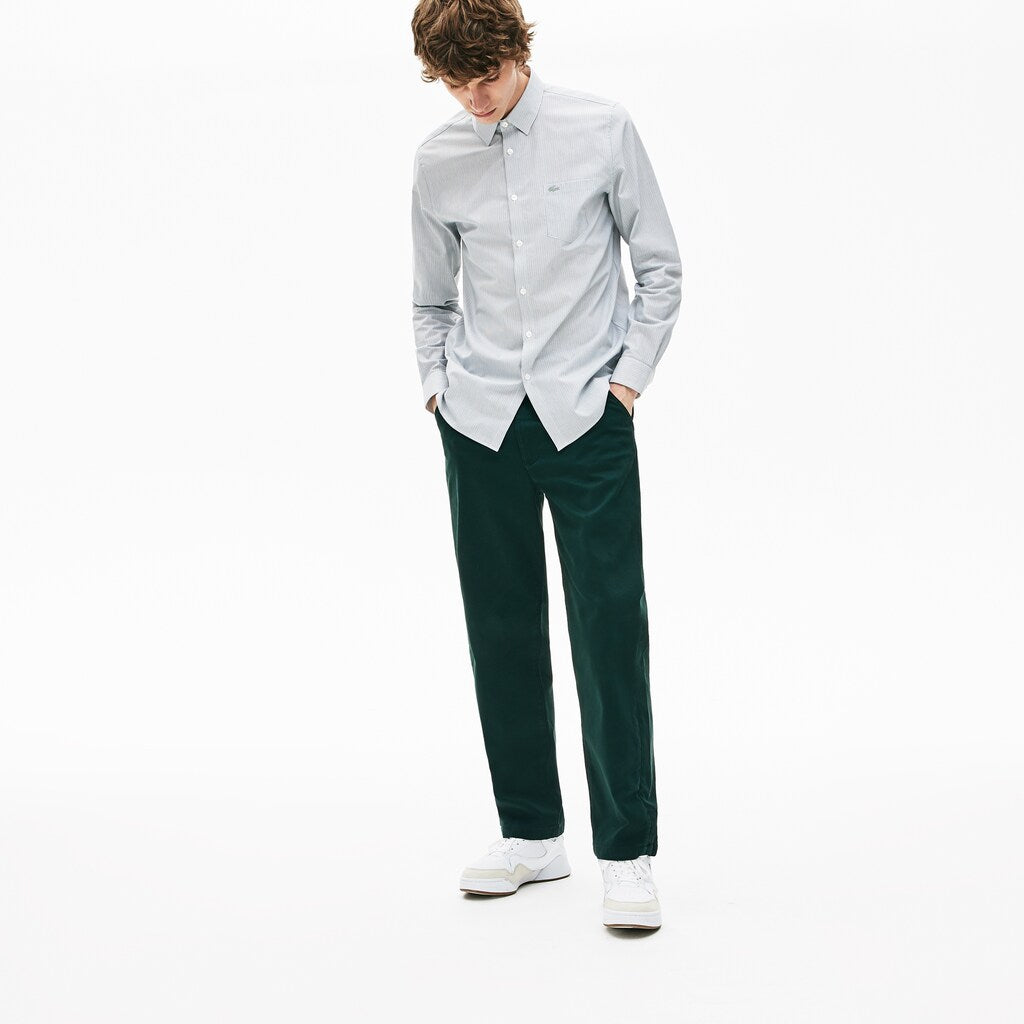 Mens   Loose Fit Textured Stretch Cotton Chinos | Lacoste Green • Yzp