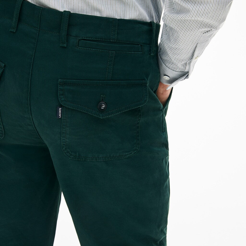 Mens   Loose Fit Textured Stretch Cotton Chinos | Lacoste Green • Yzp