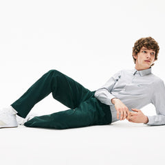 Mens   Loose Fit Textured Stretch Cotton Chinos | Lacoste Green • Yzp