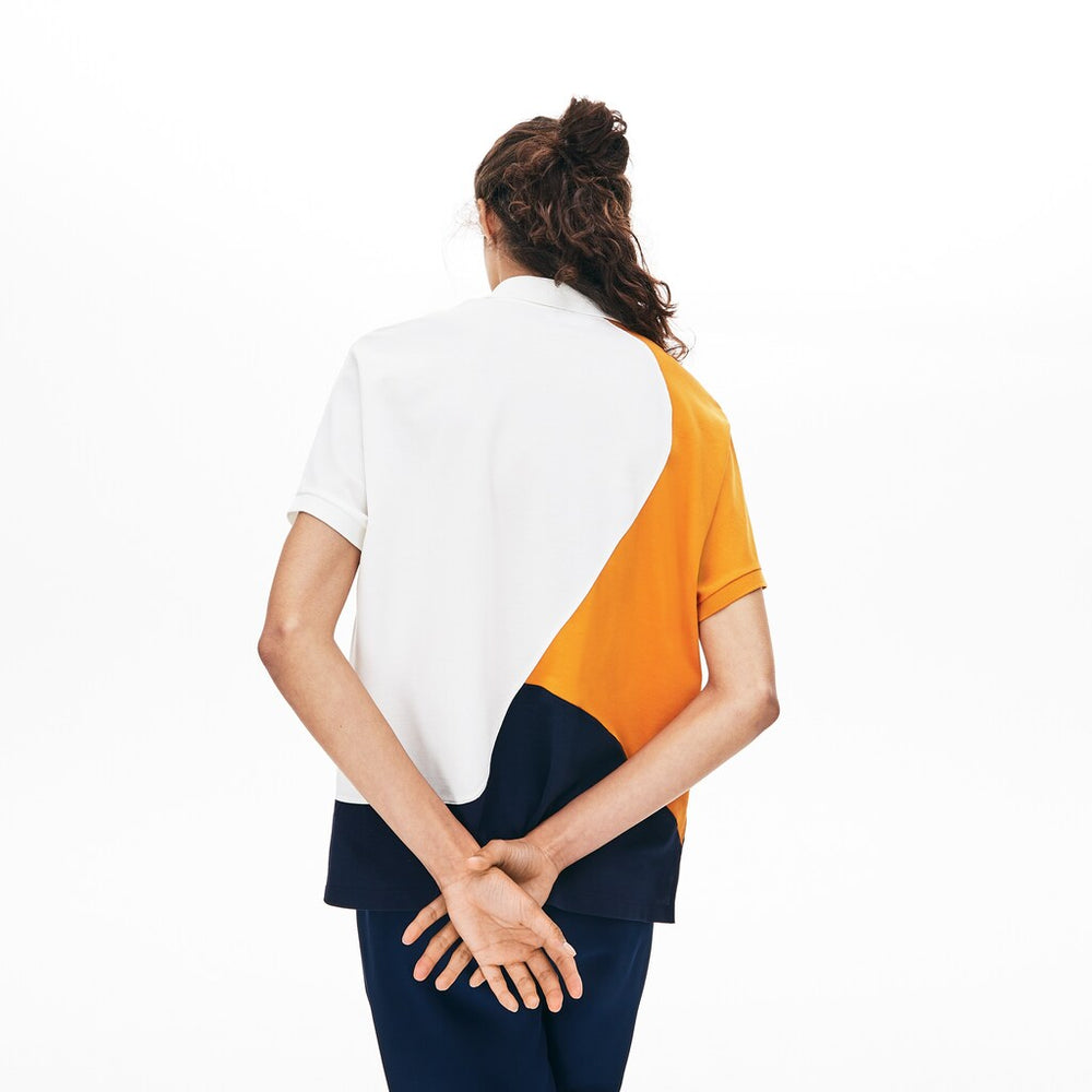 Womens Wo  Color-Block Thermoregulating Piqué Polo | Lacoste Navy Blue / White / Orange • 0U4