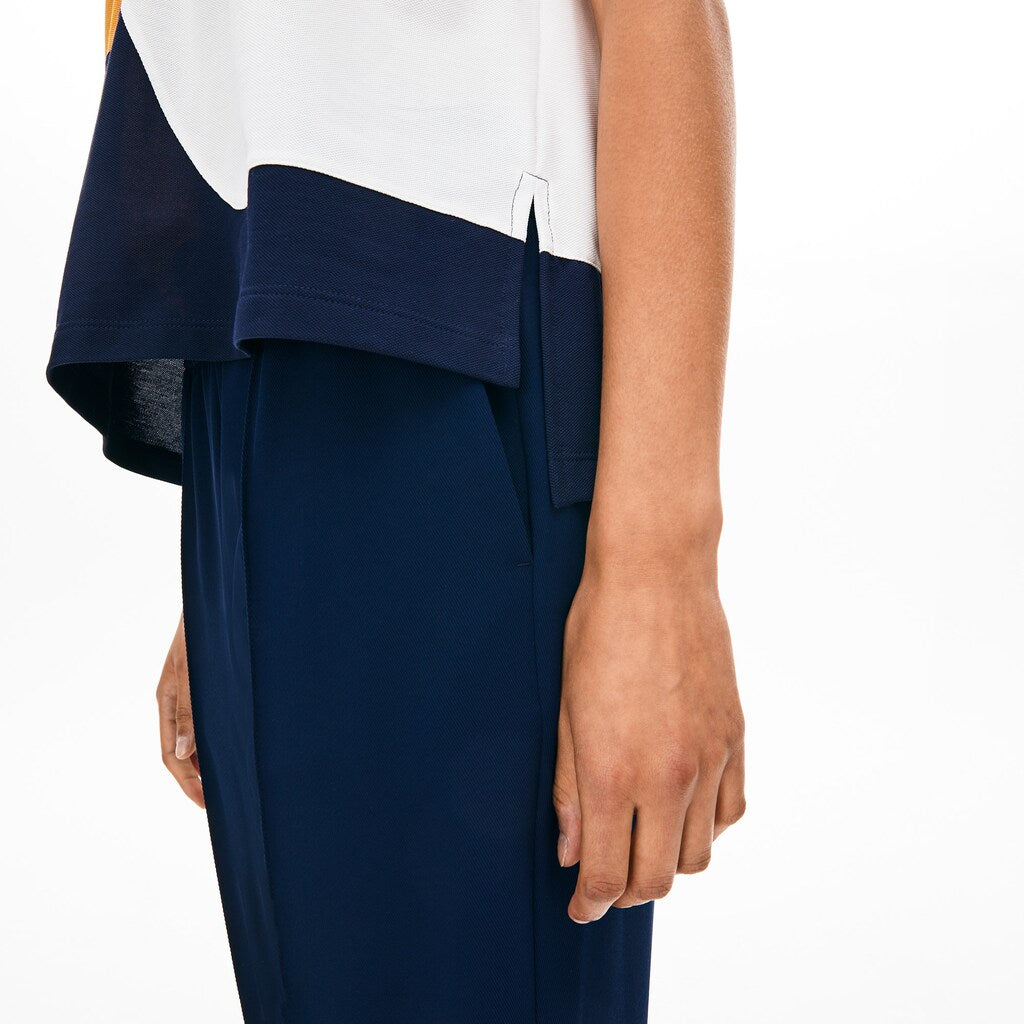 Womens Wo  Color-Block Thermoregulating Piqué Polo | Lacoste Navy Blue / White / Orange • 0U4