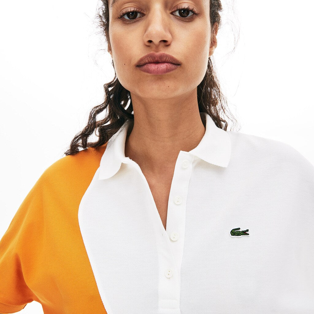 Womens Wo  Color-Block Thermoregulating Piqué Polo | Lacoste Navy Blue / White / Orange • 0U4