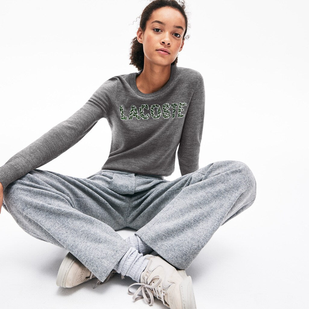 Womens Wo  Croco Magic Wool Sweater | Lacoste Grey • Uwc