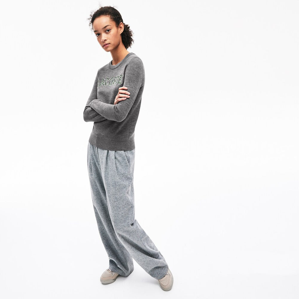 Womens Wo  Croco Magic Wool Sweater | Lacoste Grey • Uwc