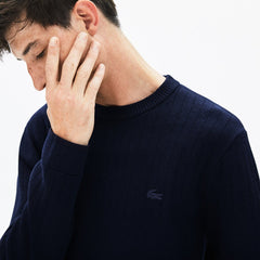Mens   Motion Thermoregulating Crewneck Sweater | Lacoste Navy Blue / Black / Yellow • 1T4