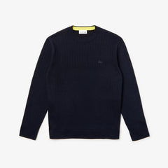 Mens   Motion Thermoregulating Crewneck Sweater | Lacoste Navy Blue / Black / Yellow • 1T4