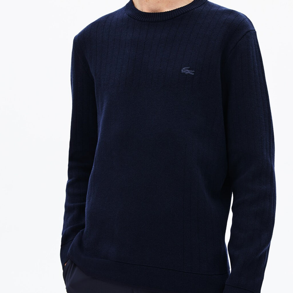 Mens   Motion Thermoregulating Crewneck Sweater | Lacoste Navy Blue / Black / Yellow • 1T4