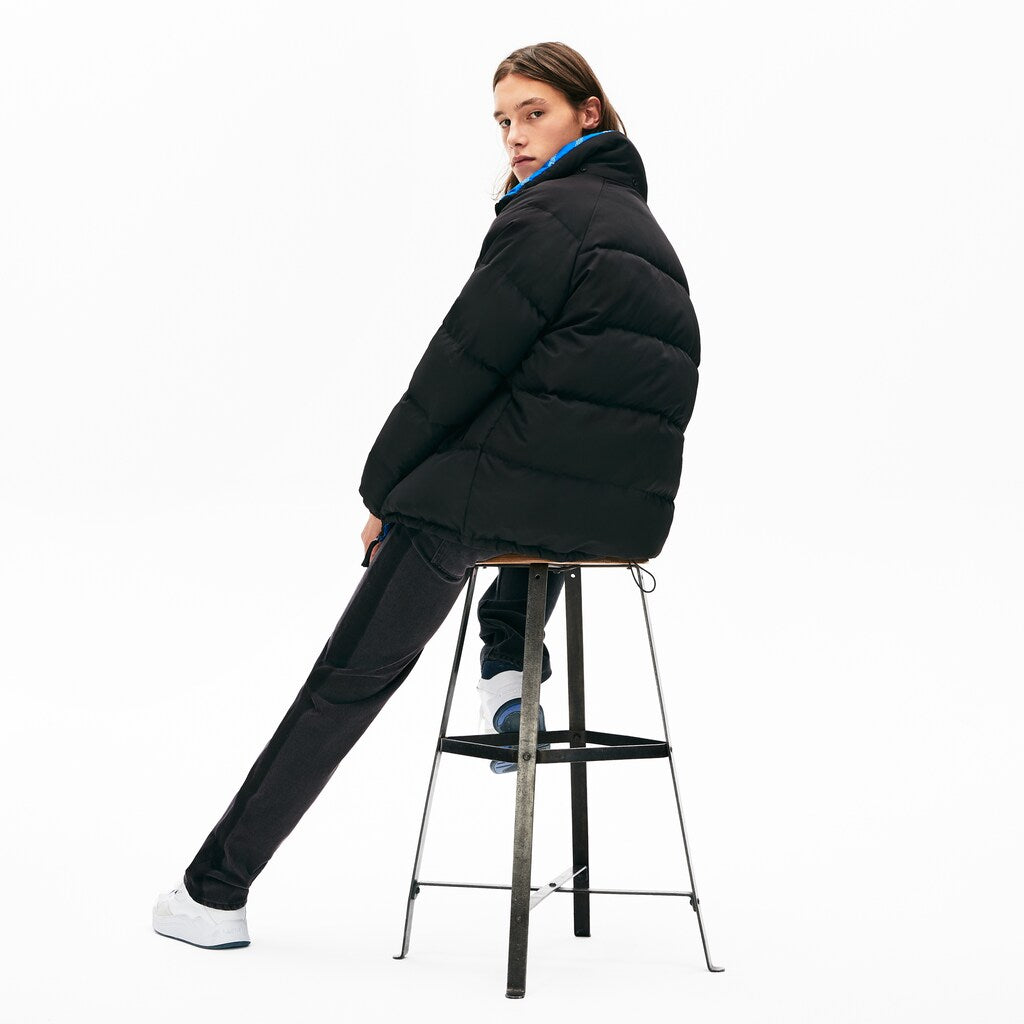Mens   LIVE Print-Lined Reversible Quilted Jacket | Lacoste Black / Blue / White • 2Qf