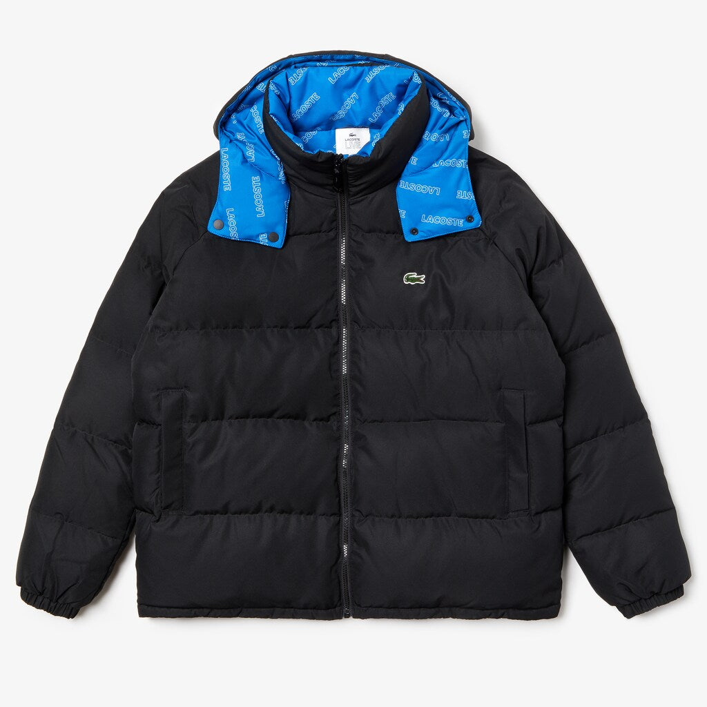 Mens   LIVE Print-Lined Reversible Quilted Jacket | Lacoste Black / Blue / White • 2Qf