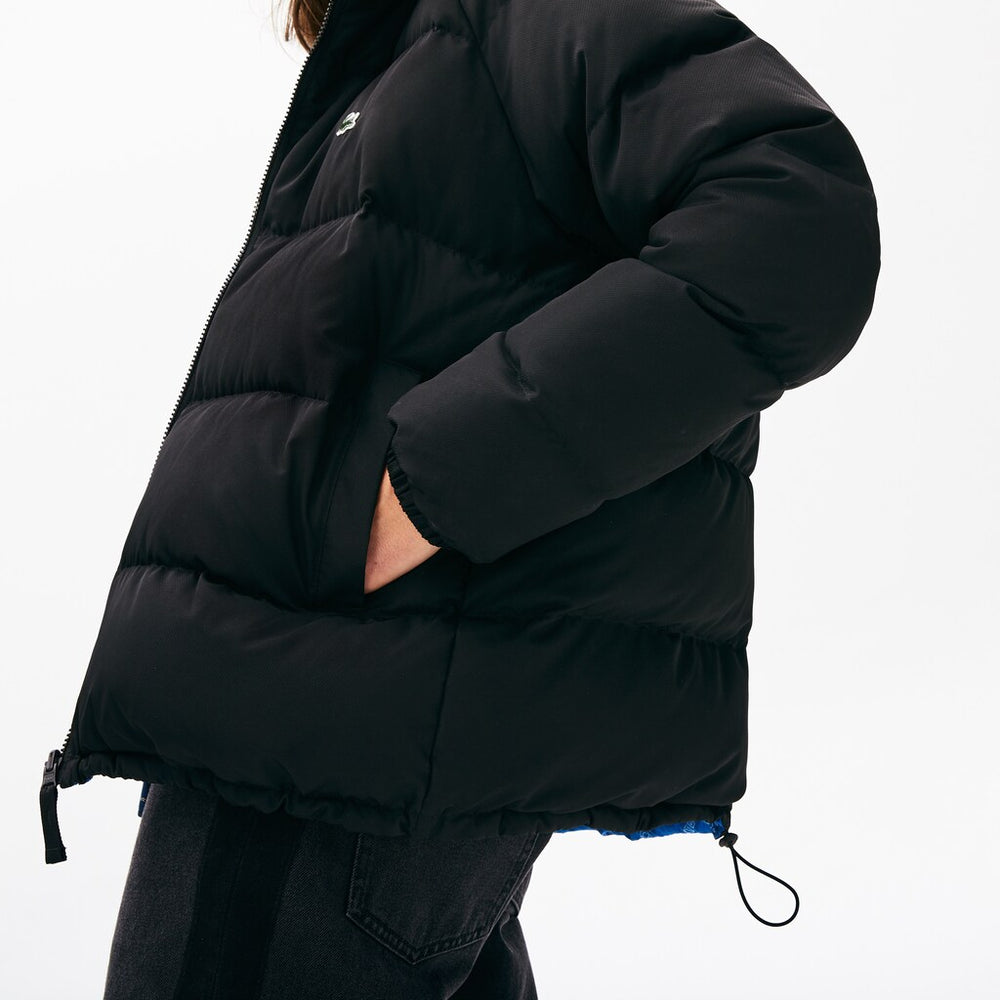 Mens   LIVE Print-Lined Reversible Quilted Jacket | Lacoste Black / Blue / White • 2Qf