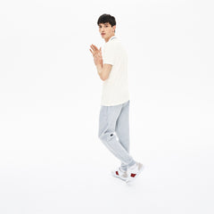 Mens   Slim Fit Stripe-Accented Cotton Piqué Polo | Lacoste White • 70V