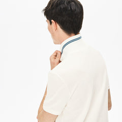Mens   Slim Fit Stripe-Accented Cotton Piqué Polo | Lacoste White • 70V